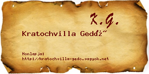Kratochvilla Gedő névjegykártya